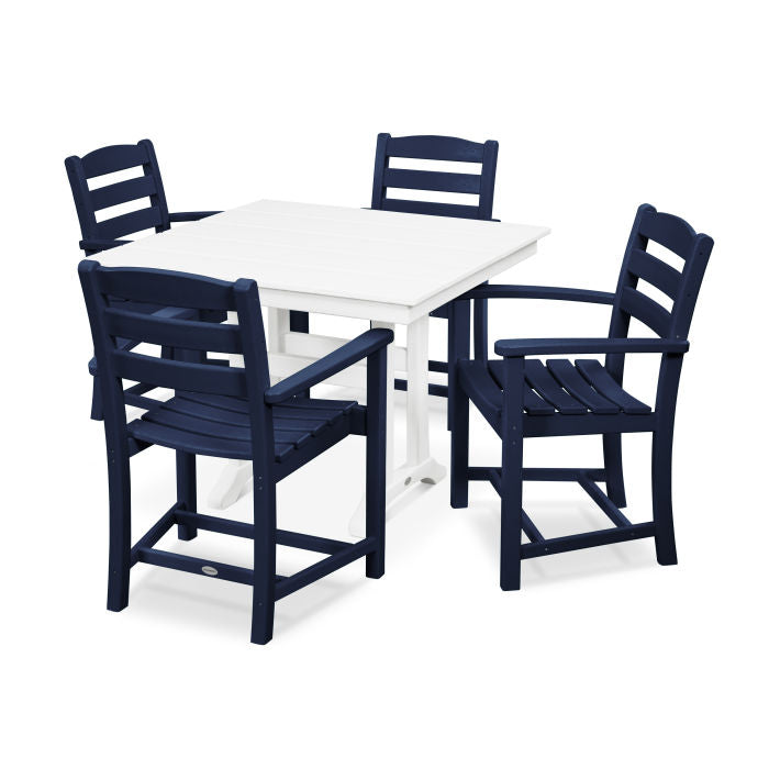 Polywood La Casa Café 5-Piece Farmhouse Trestle Arm Chair Dining Set PWS437-1