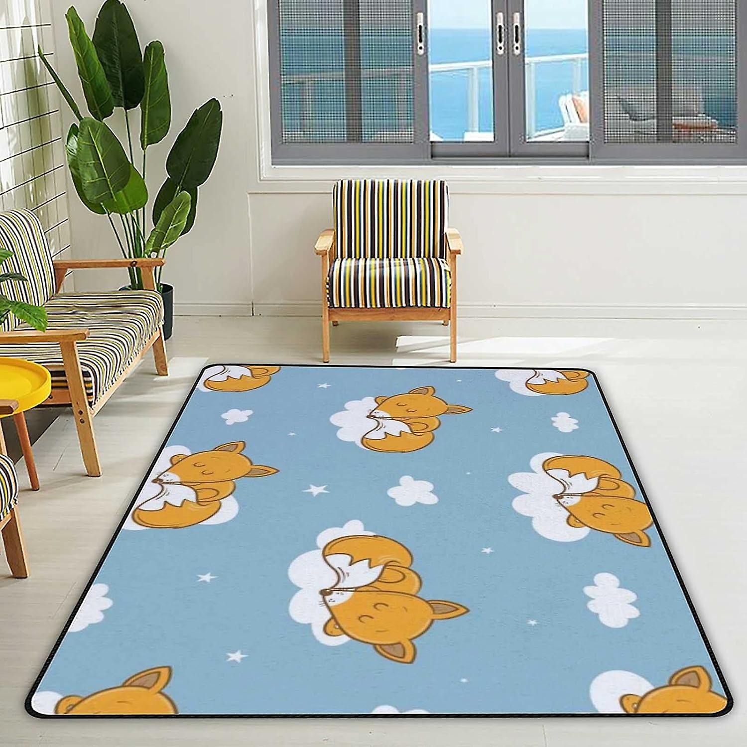 Soft Area Rugs Lying Siberian Kitten Floor Carpet Mat For Kids Playing Room Hardwood Floor Living Room 80x58in