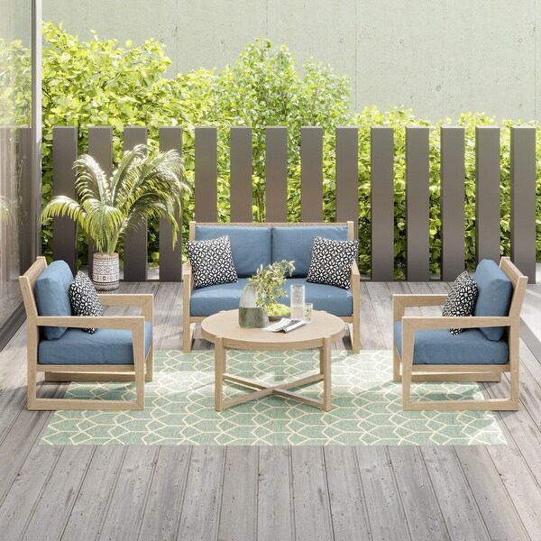 Corvus Augusta 4piece Patio Conversation Set with Sunbrella Pillows