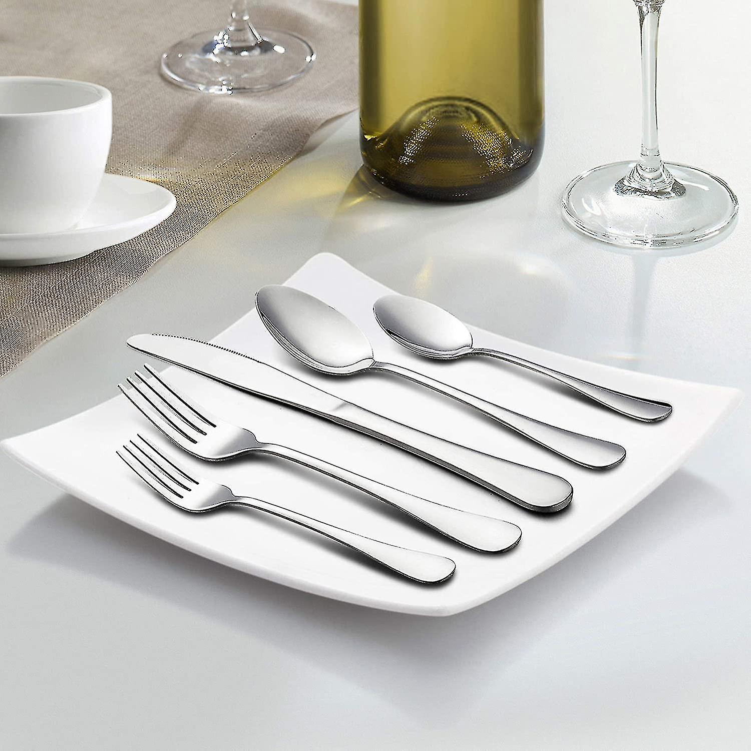 20 Piece Silverware Flatware Cutlery Set， Stainless Steel Utensils Service For 4， Include Knife Fork Spoon， Mirror Polished， Dishwasher Safe