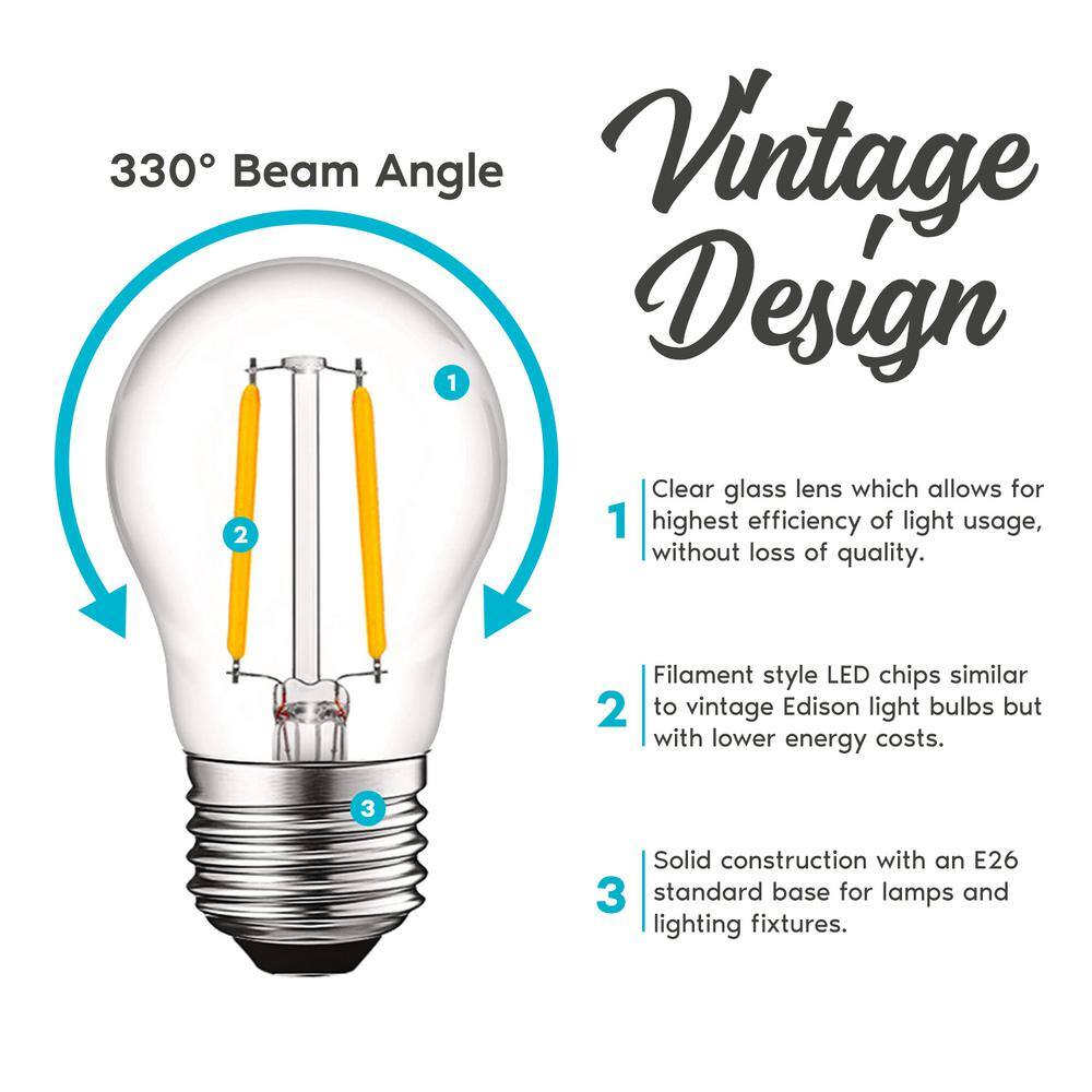 LUXRITE 40-Watt Equivalent A15 Dimmable Edison LED Light Bulbs Damp Rated 2700K Warm White (6-Pack) LR21623-6PK