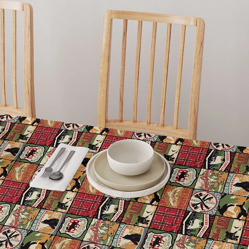 Rectangular Tablecloth， 100% Cotton， 52x104， Great Outdoors Patchwork