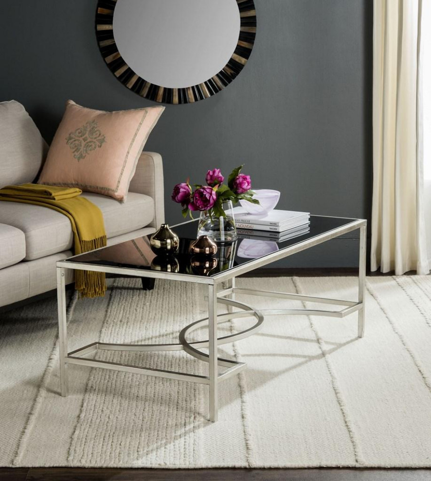 Kathryn Coffee Table Silver/ Tempered Glass Top   Modern   Coffee Tables   by Virgil Stanis Design  Houzz