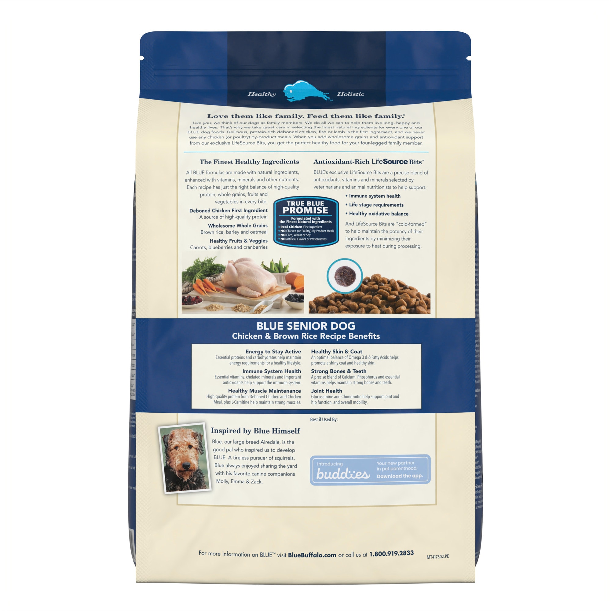 Blue Buffalo Blue Life Protection Formula Natural Chicken and Brown Rice Flavor Dry Food for Senior Dogs， 30 lbs.