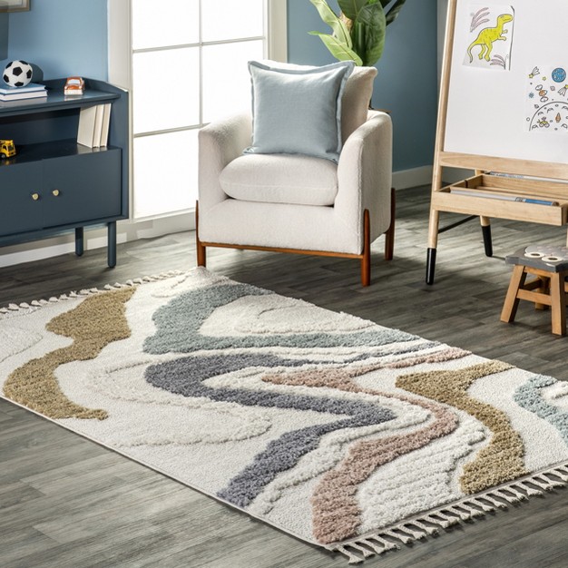 Nuloom Abstract Striped Kids Tassel Area Rug