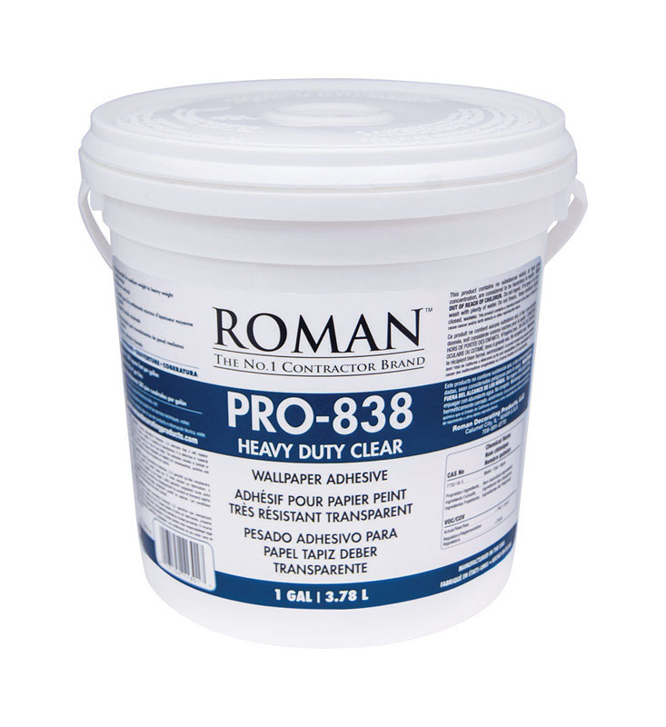 Roman PRO-838 Heavy Duty Clear High Strength Modified Starches Wallpaper Adhesive 1 gal