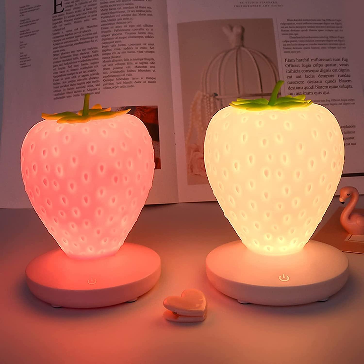 Strawberry Night Light For Kids， Led Cute Silicone Strawberry Lamp Usb Rechargeable Bedside Feeding Lamp Creative 3 Gear Touch Lighting，lights Gift Fo