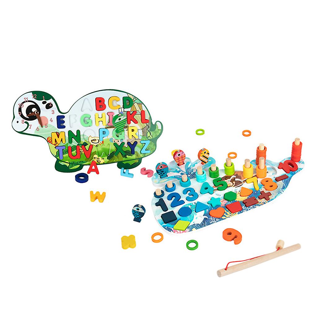 Natural Wood Sorting Fishing Toy Educational Puzzle Matching Toys Gift