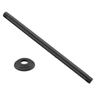 Westbrass 12 in. IPS x 19 in. Round Ceiling Mount Shower Arm with Flange Matte Black D3619A-62