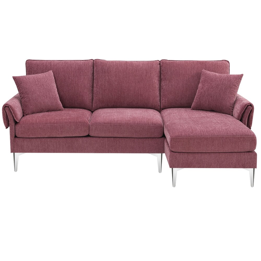 L Shaped Sectional Sofa Modern Chenille Convertible Sectional Sofa with Reversible Chaise Lounge for Living Room Office