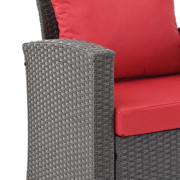 4Piece PE Wicker Patio Conversation Set with Cushions