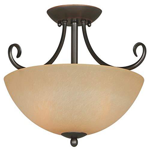 Hardware House Berkshire Semi-Flush Ceiling Fixture with Amber Glass  Finish: Classic Bronze