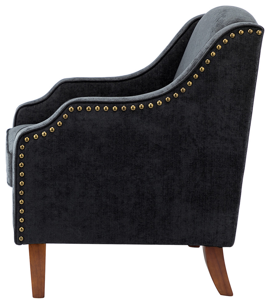 34 quotTall Comfort Bedroom Armchair with Solid Wood Legs   Transitional   Armchairs And Accent Chairs   by Karat Home  Houzz