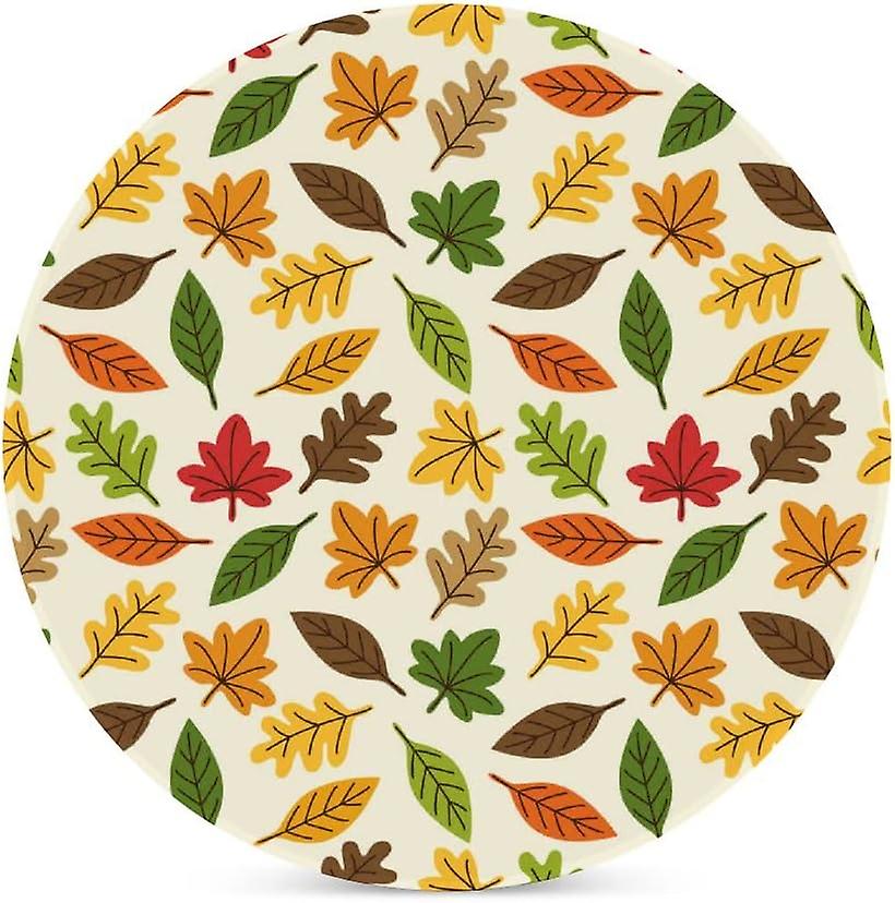 2pcs Round Cute Autumn Leaves Decoration Ceramic Coasters With Cork-backed For Coffee Drink Cup Mat Absorbent Stone Coasters