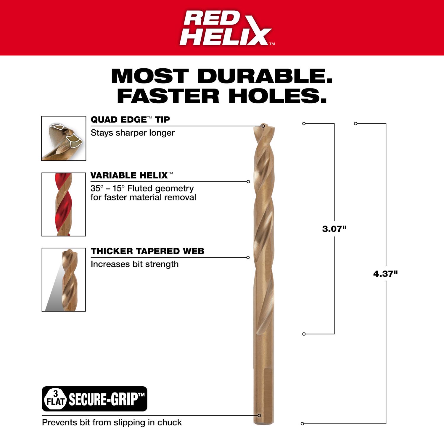 MW Red Helix 5/16 in. X 4-1/2 in. L Steel Thunderbolt Drill Bit 1 pc