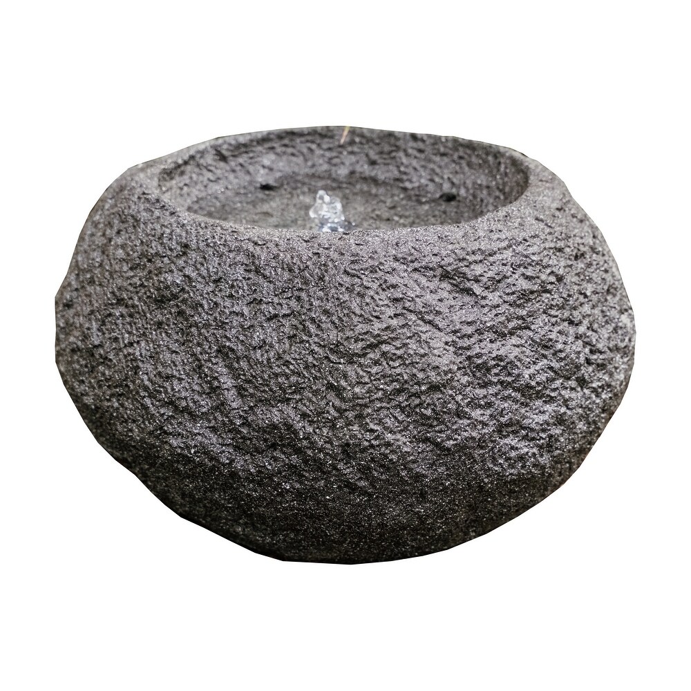 XBrand Round Sphere Stone Textured Tabletop Water Fountain  11.6 Inch Tall  Grey