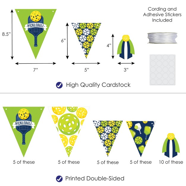 Big Dot Of Happiness Let x27 s Rally Pickleball Diy Birthday Or Retirement Party Pennant Garland Decoration Triangle Banner 30 Pieces