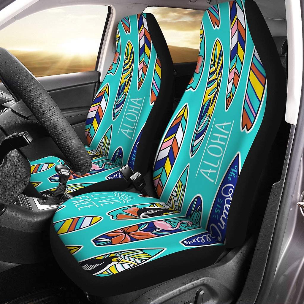 Set Of 2 Car Seat Covers Leaf Flamingo Universal Auto Front Seats Protector Fits For Car，suv Sedan，truck