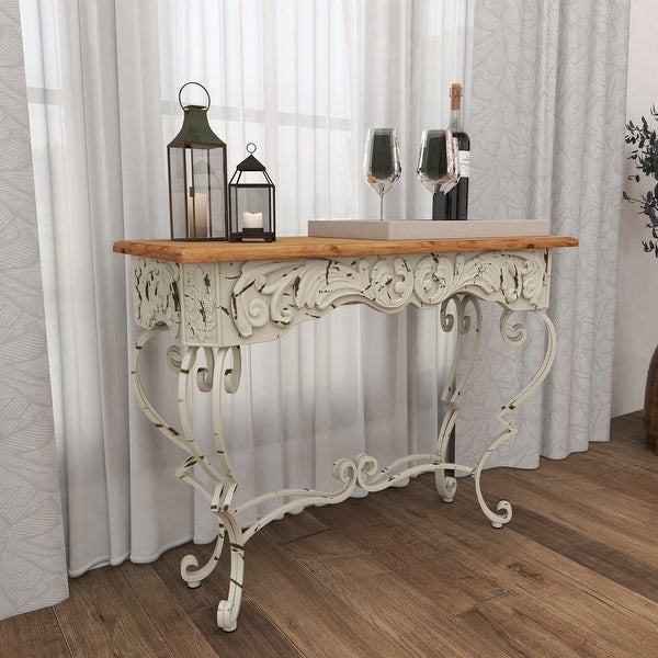 White Iron Farmhouse Console Table 32 x 42 x 16