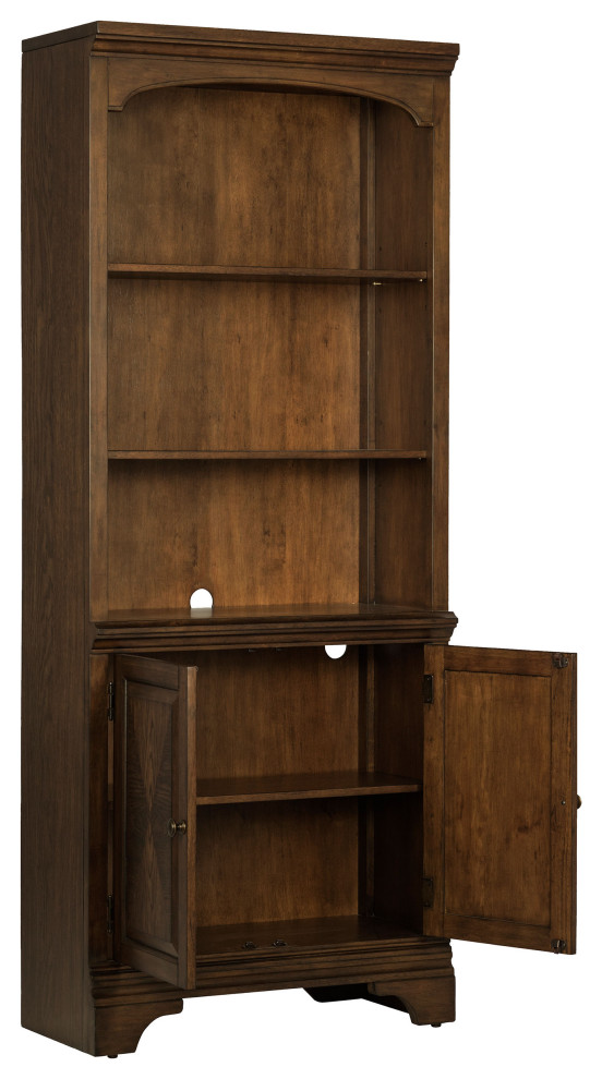 Hartshill Bookcase With Cabinet Burnished Oak   Modern   Bookcases   by Modon  Houzz