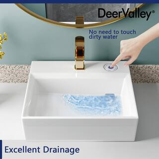 DEERVALLEY Apex White Ceramic Rectangular Vessel Bathroom Sink not Included Faucet with Pop-up Drain DV-1V0046