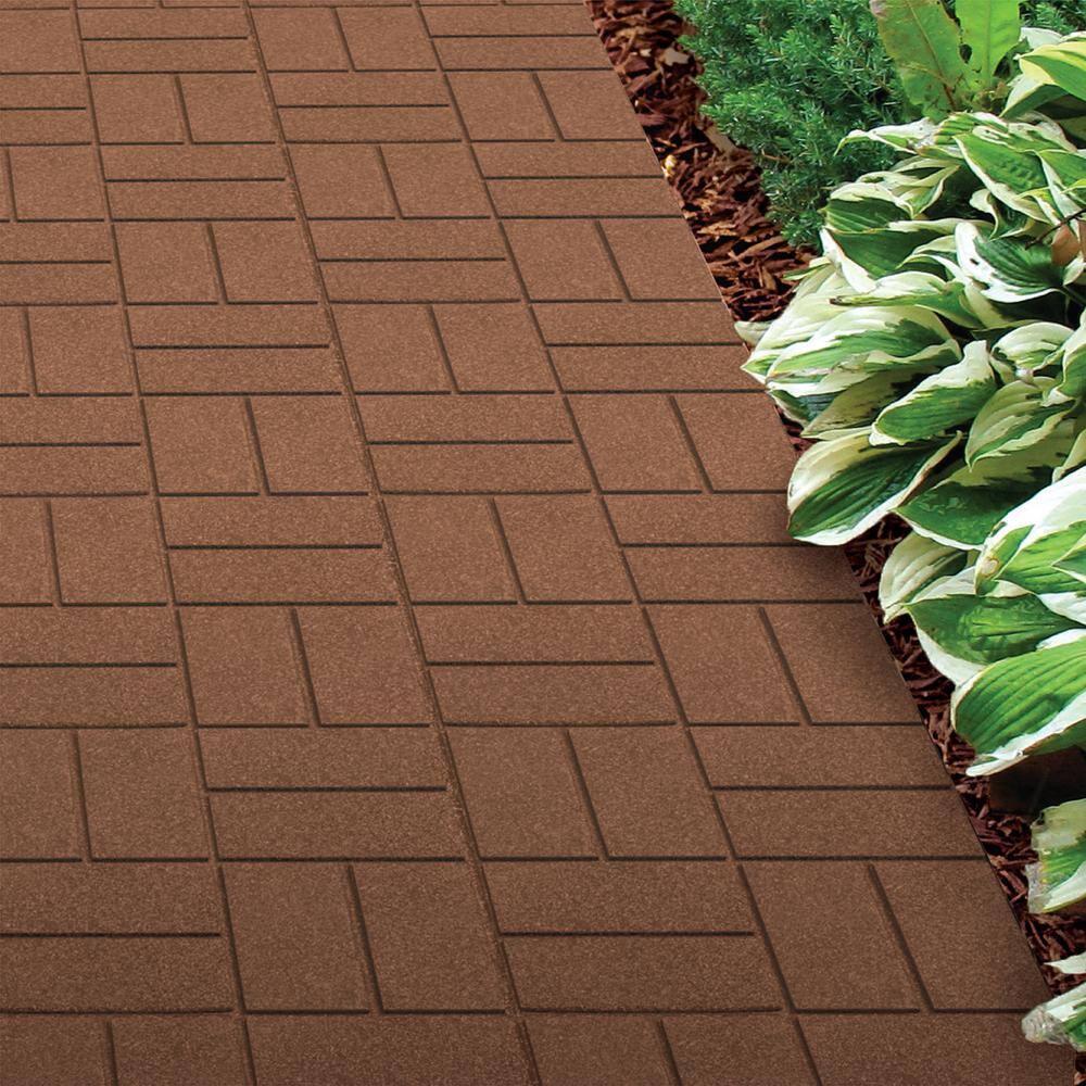 Rubberific 16 in. x 16 in. Brown Dual-Sided Rubber Paver (9-Pack) DCPVBN9