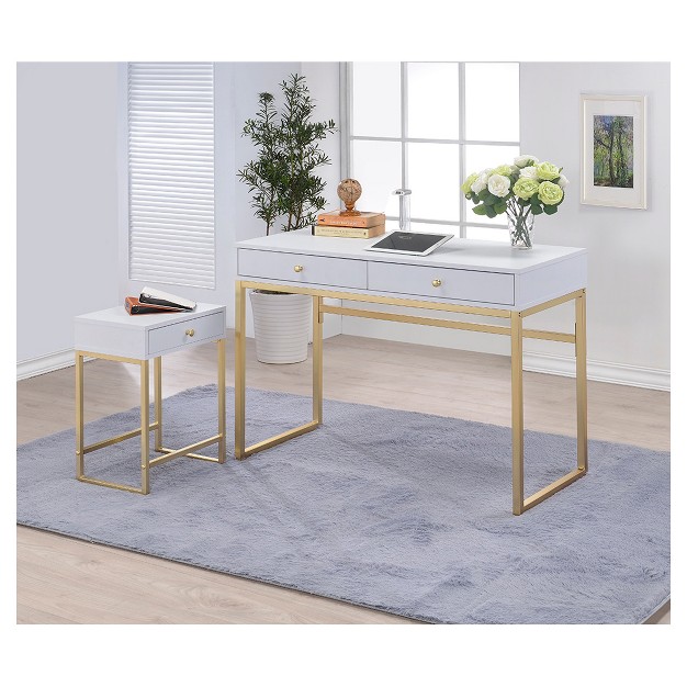 End Table White Brass Acme Furniture