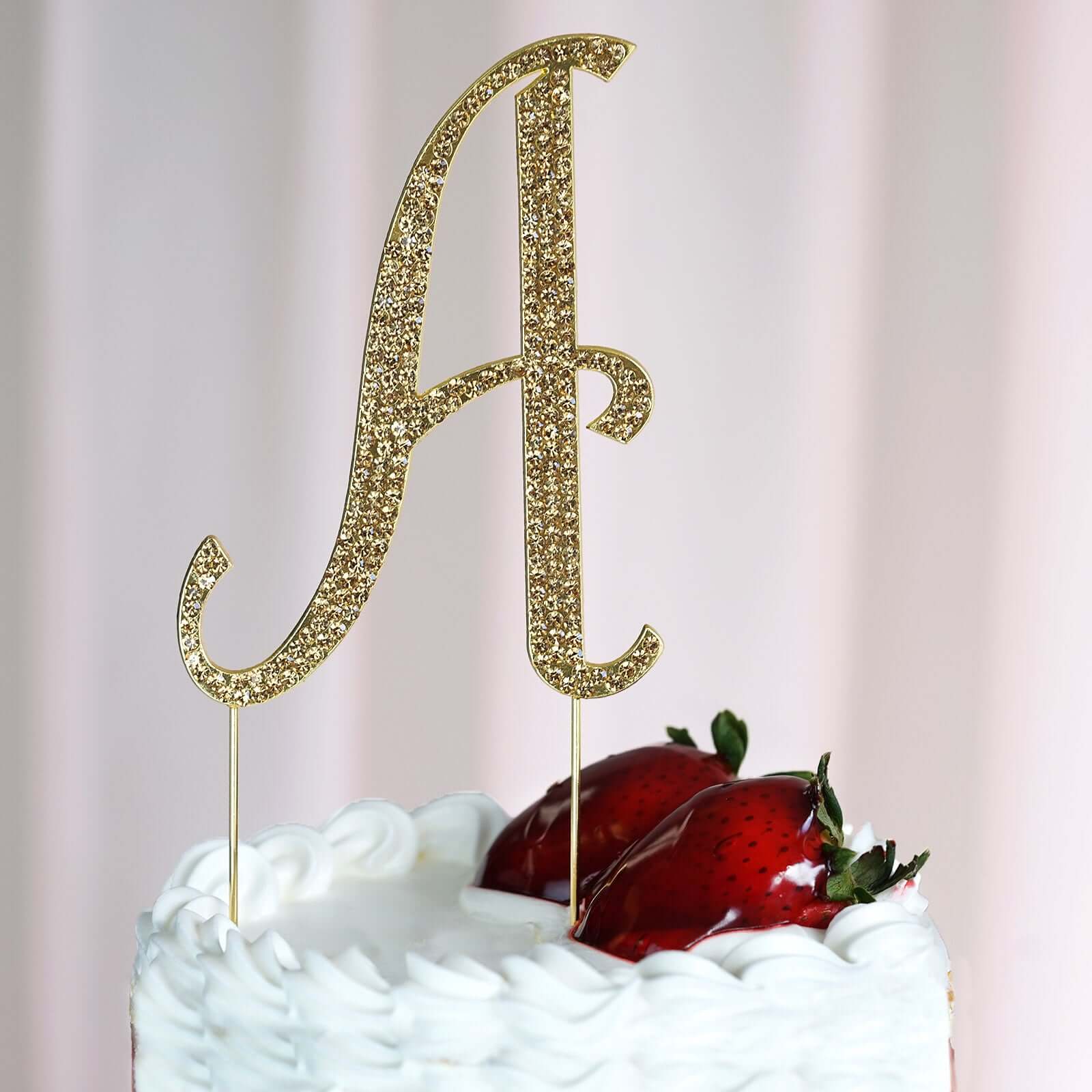 Gold Rhinestone Monogram Letter and Number Cake Toppers 4.5