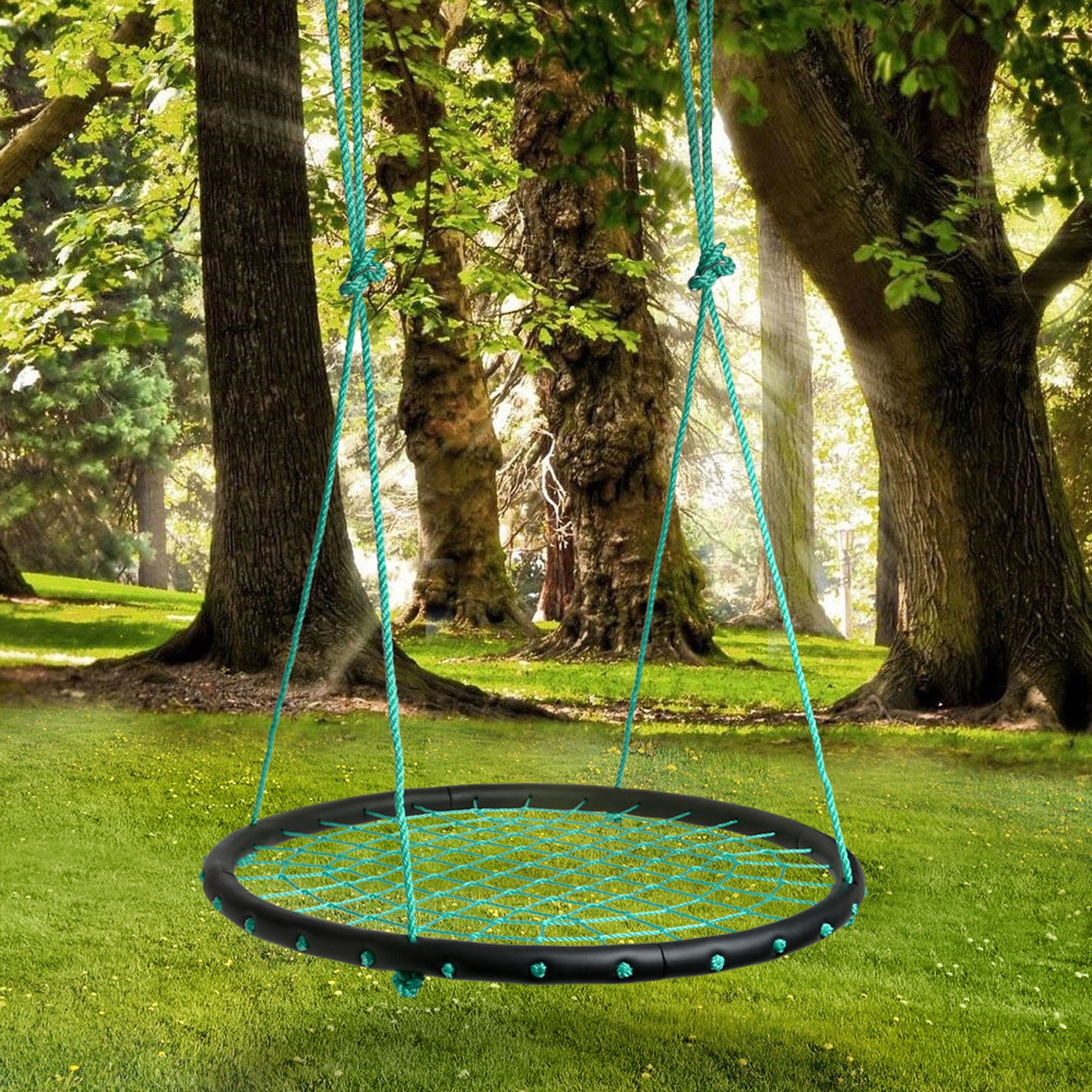 IMAGE Web Swing Playground Platform Net Swing Nylon Rope Detachable 1M/40inch Diameter with Hooks for Children