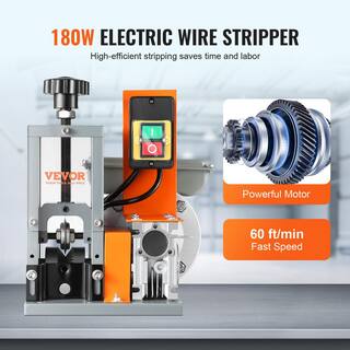 VEVOR Automatic Wire Stripping Machine 0.06in. to 0.98in. Electric Motorized Cable Stripper Peeler 180W 60 ft.min for Copper BX180W11525MMAVETV1