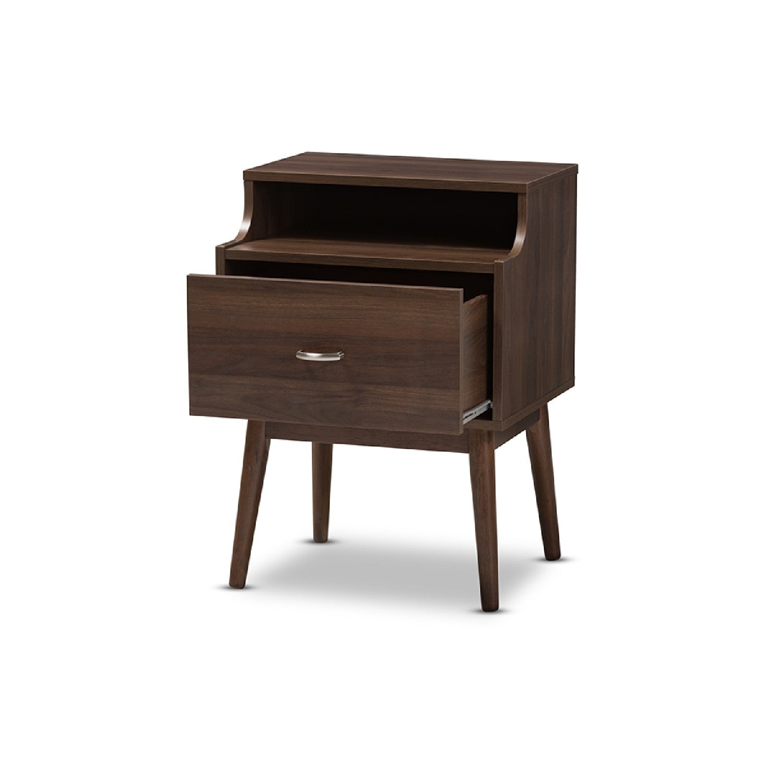 Baxton Studio Disa Mid-Century Modern Walnut Brown Finished Nightstand