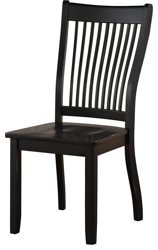 ACME Renske Wooden Slatted Back Dining Side Chair in Black Set of 2   Transitional   Dining Chairs   by Homesquare  Houzz