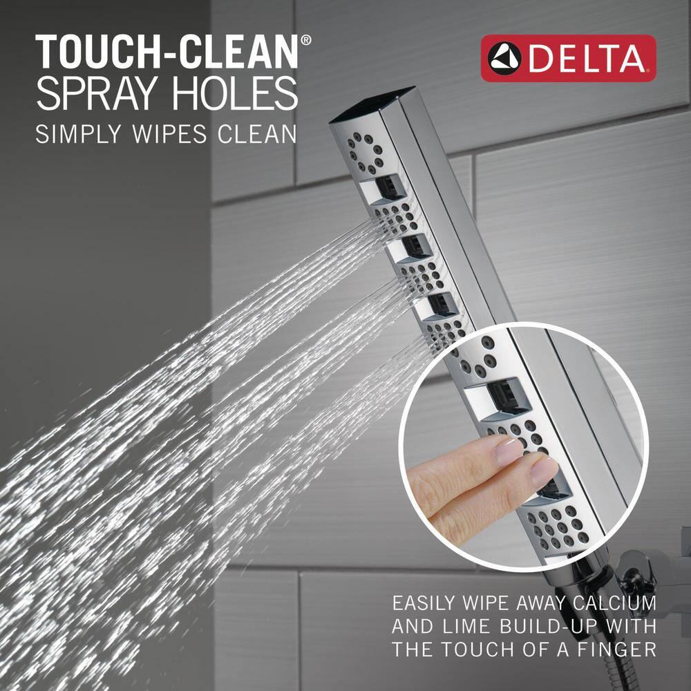 Delta 4-Spray Patterns 1.75 GPM 1.43 in. Wall Mount Handheld Shower Head with H2Okinetic in Lumicoat Chrome 55140-PR