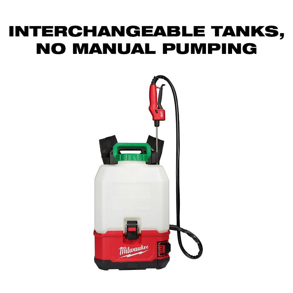 MW M18 18-Volt 4 Gal. Lithium-Ion Cordless Switch Tank Backpack Pesticide Sprayer Kit w (2)Batteries  (2)Chargers(2-Tool) 2820-21PS-2820-21PS