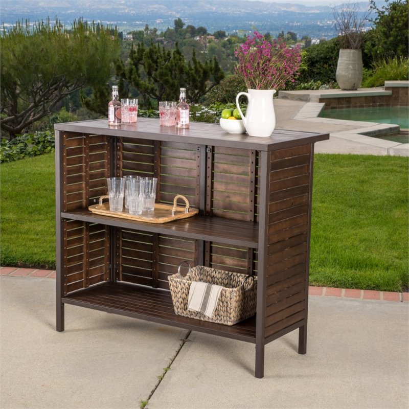 Noble House Milos Acacia Wood Bar Set in Dark Brown