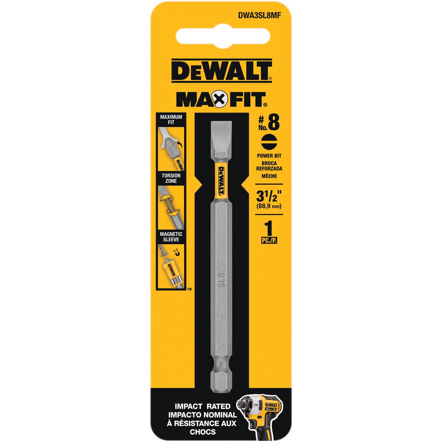 DW Max Fit Slotted #8 X 3.5 in. L Screwdriver Bit Steel 1 pk