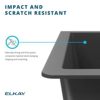 Elkay Quartz Classic Greystone Quartz 33 in. Equal Double Bowl Undermount Kitchen Sink with Aqua Divide ELGDULB3322GS0