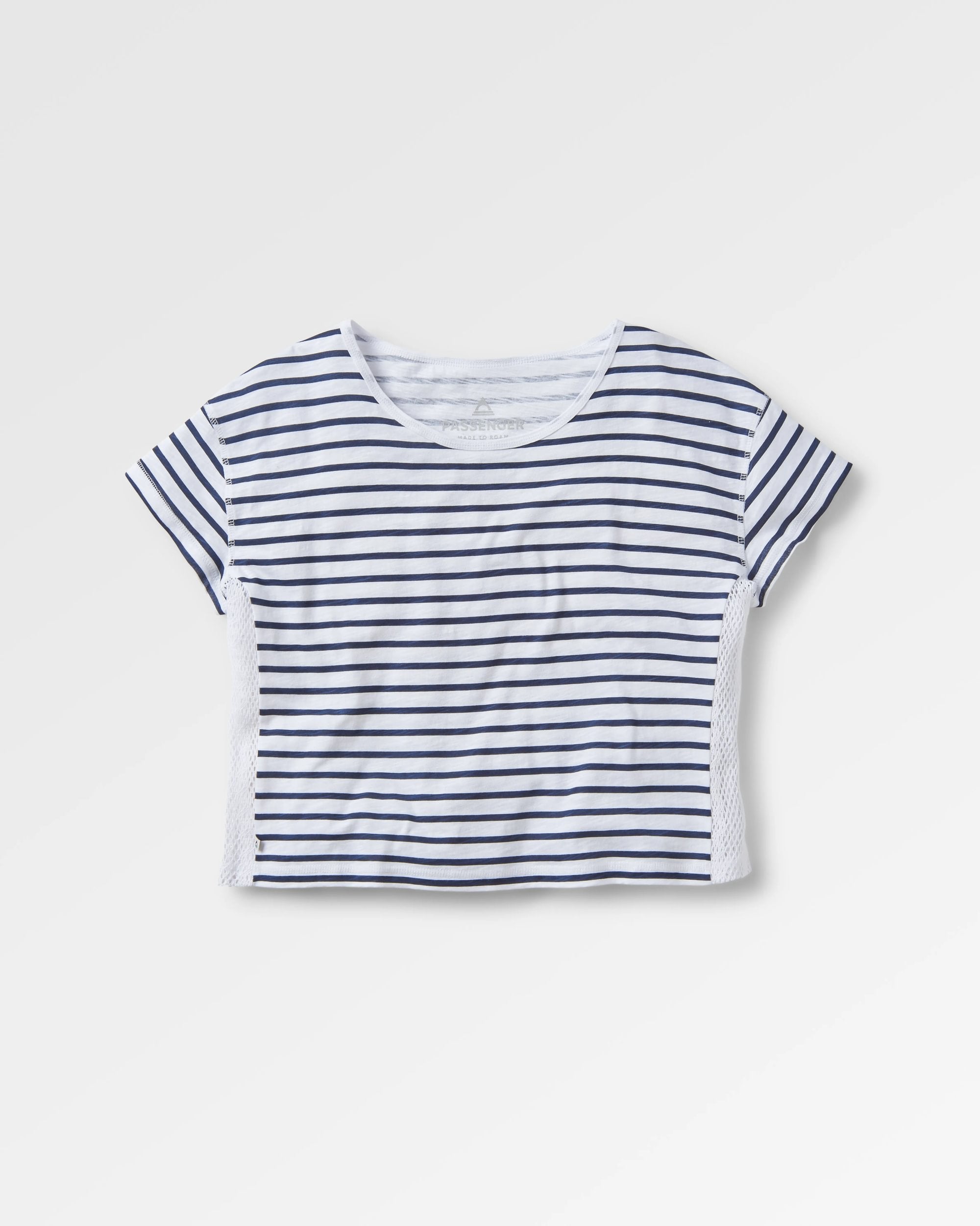 Magnolia Recycled Cotton Crochet Trim T-Shirt - Navy Stripe