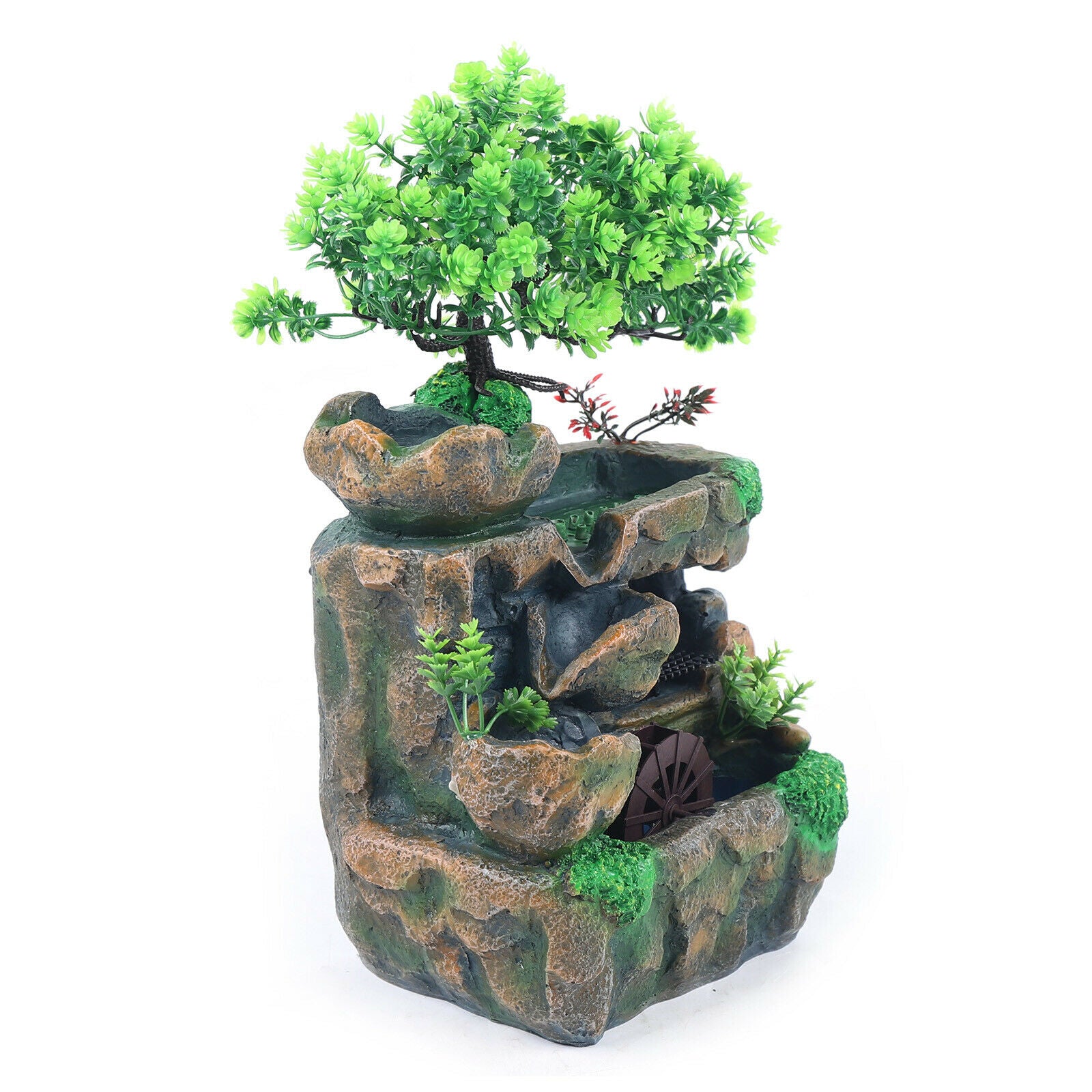 Miumaeov LED Rockery Fountain Waterfall Fengshui Desktop Water Feature Indoor Desk Decor for Office Home Bedroom Desk Decor