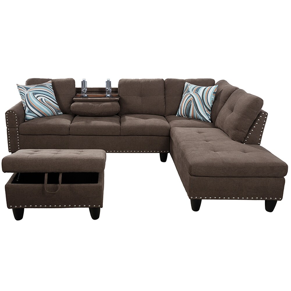 Sectional Sofa Set w/ Drop Down Table