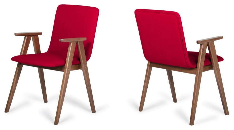 Dot Modern Red and Walnut Dining Chair  Set of 2   Midcentury   Dining Chairs   by Rustic Home Furniture Deco  Houzz