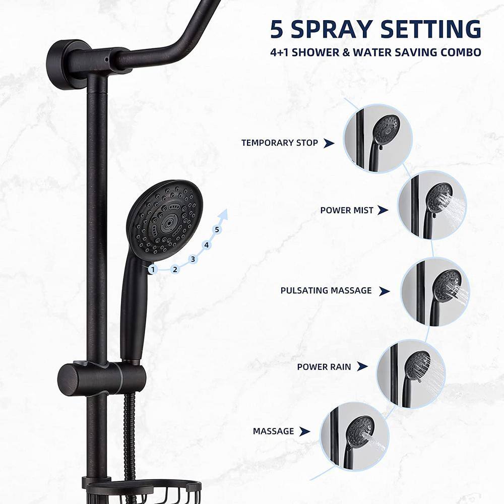 YASINU 5-Spray Patterns with 1.8 GPM 8 in. Wall Mount Dual Shower Heads in Oil Rubbed Bronze YNAE103ORB