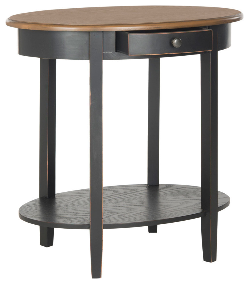 Johnson Oval End Table With Drawer  Black Oak   Transitional   Side Tables And End Tables   by Rustic Home Furniture Deco  Houzz