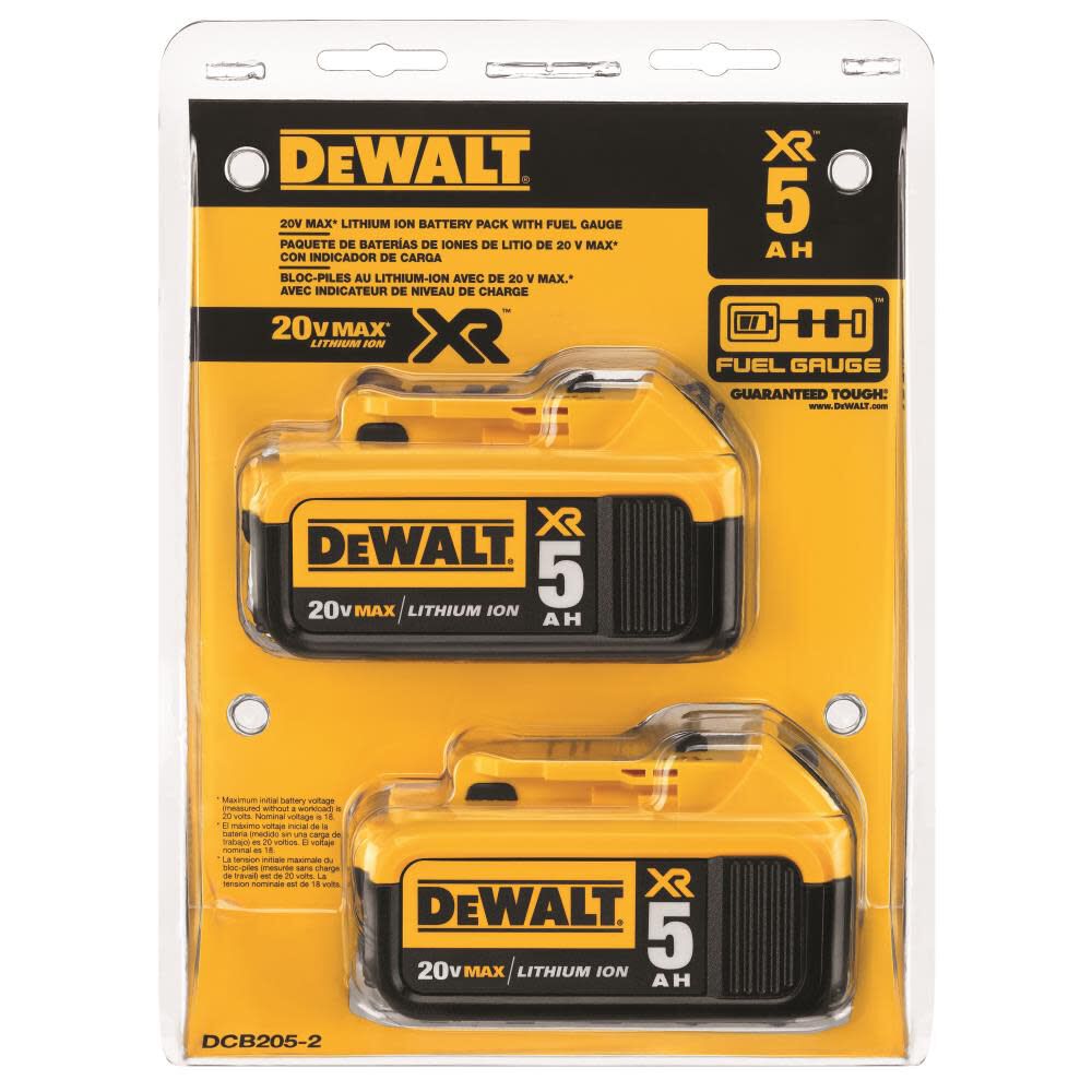 DEWALT 2-Pack 20-Volt 5.0-Amp Hours Lithium Power Tool Batteries DCB205-2 from DEWALT