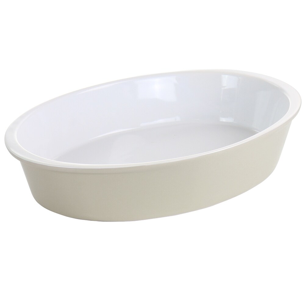 Martha Stewart 13 Inch x 9.5 Inch Stoneware Oval Baker in Taupe