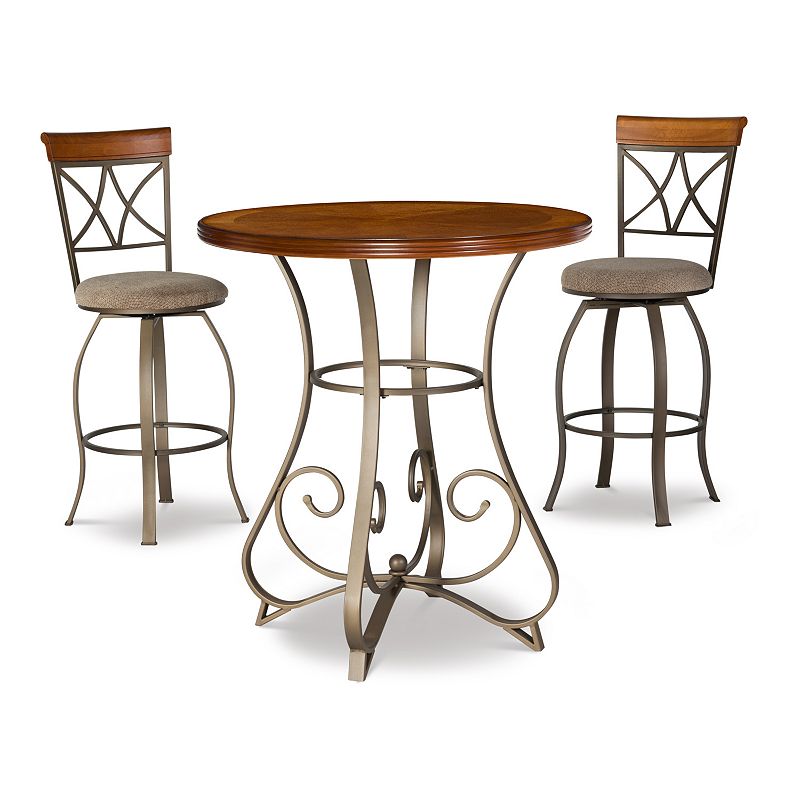 Linon Hamilton Pub Table and Swivel Bar Stool 3-piece Set