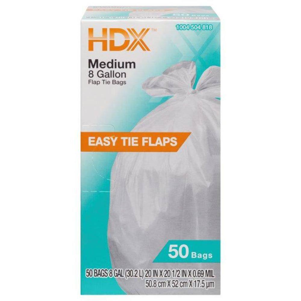 HDX 8 Gal. White Medium Trash Bag (50-Count) HDX 8G WHT