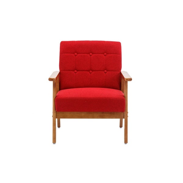 Mid-Century Solid Wood Red Accent chair Armchair