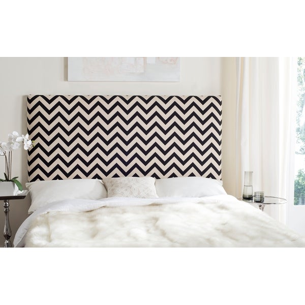 SAFAVIEH Ziggy Black/ White Upholstered Chevron Headboard (Queen) - - 10329181