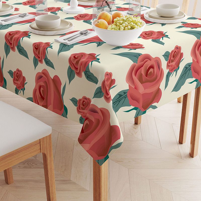 Rectangular Tablecloth， 100% Cotton， 52x104， Floral 85